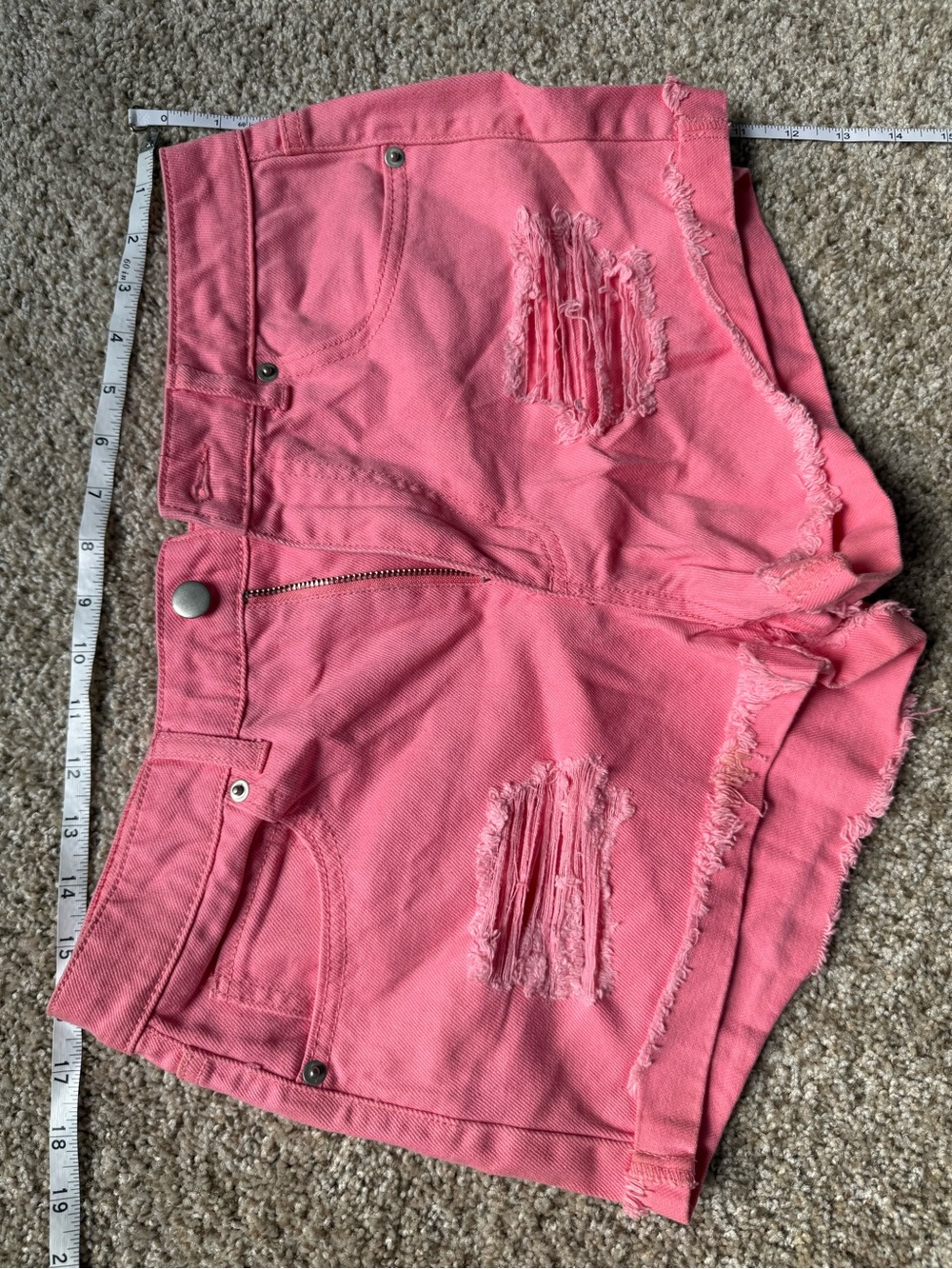 Forever 21 Coral Pink Distressed Denim Shorts